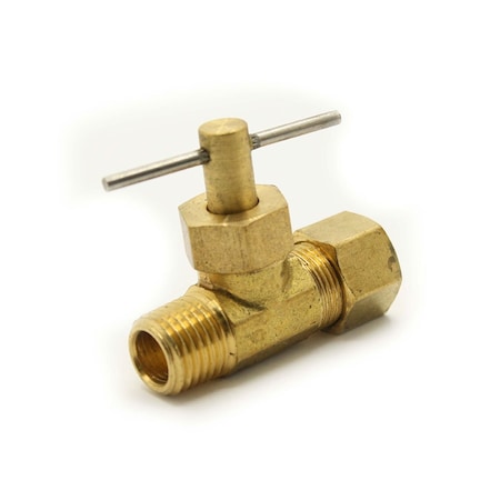 Thrifco Plumbing 1/4 Inch Comp x 1/8 Inch MIP Straight Needle Valve 4400705
